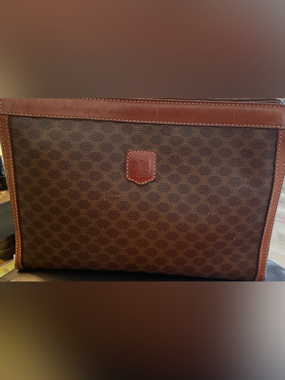 Celine Brown Leather Pouch Bag